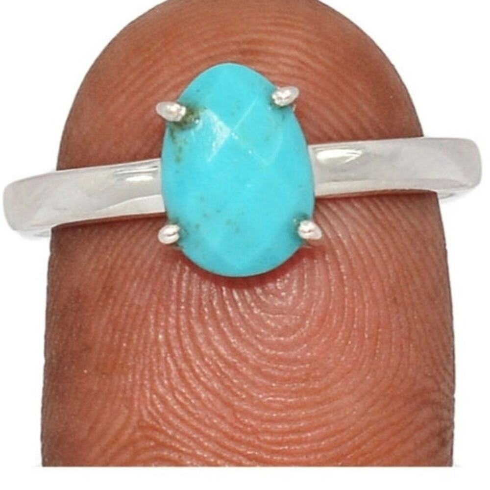 Composite Faceted Mohave Blue Turquoise Sterling Silver Size 10 Ring